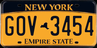 NY license plate GOV3454