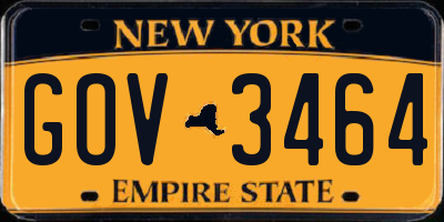 NY license plate GOV3464