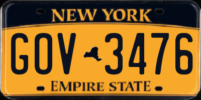 NY license plate GOV3476