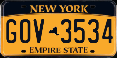 NY license plate GOV3534