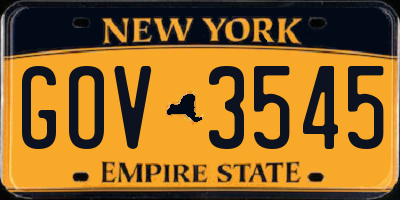 NY license plate GOV3545