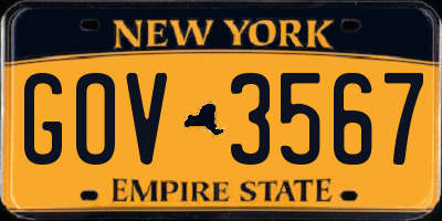 NY license plate GOV3567