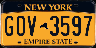 NY license plate GOV3597