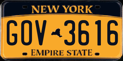 NY license plate GOV3616