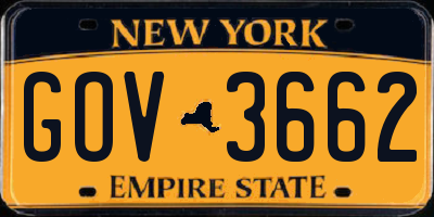 NY license plate GOV3662