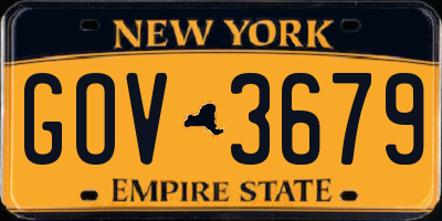 NY license plate GOV3679