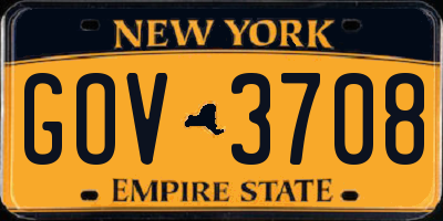 NY license plate GOV3708