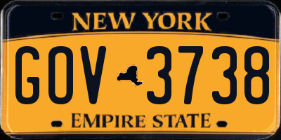 NY license plate GOV3738