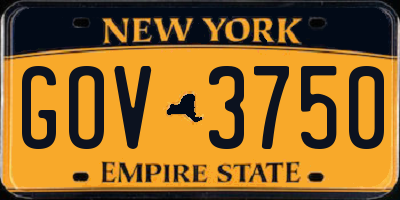 NY license plate GOV3750
