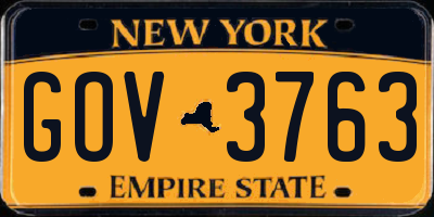 NY license plate GOV3763