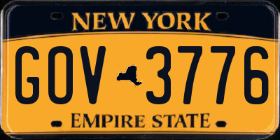 NY license plate GOV3776