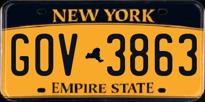 NY license plate GOV3863