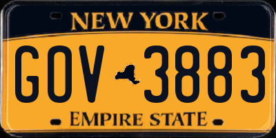 NY license plate GOV3883