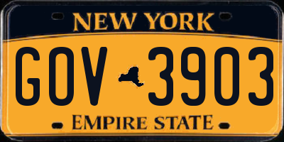 NY license plate GOV3903