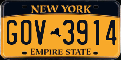 NY license plate GOV3914