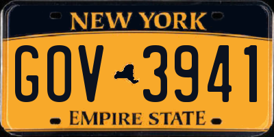 NY license plate GOV3941