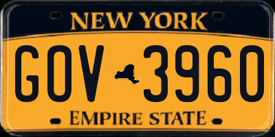 NY license plate GOV3960