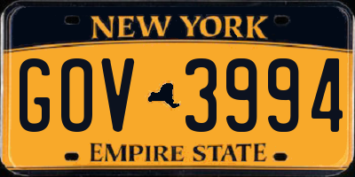 NY license plate GOV3994