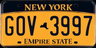 NY license plate GOV3997