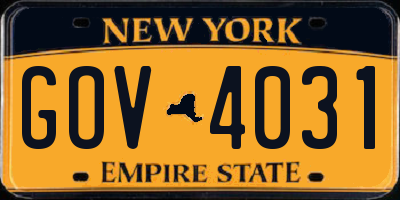 NY license plate GOV4031