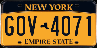 NY license plate GOV4071