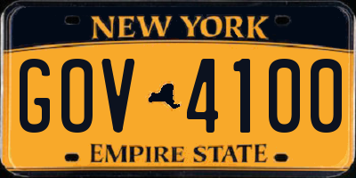 NY license plate GOV4100