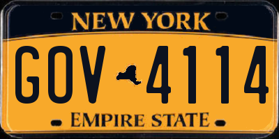 NY license plate GOV4114