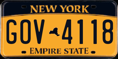 NY license plate GOV4118