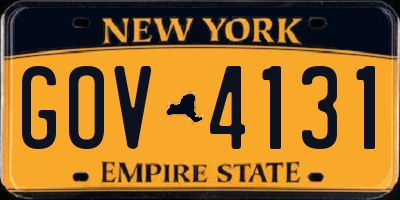 NY license plate GOV4131