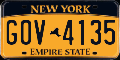 NY license plate GOV4135