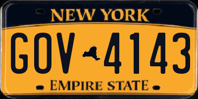 NY license plate GOV4143
