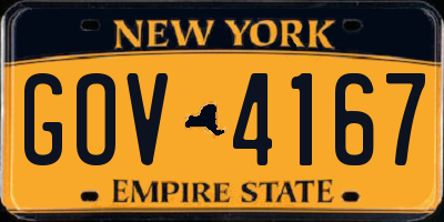 NY license plate GOV4167