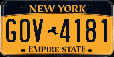 NY license plate GOV4181