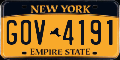 NY license plate GOV4191