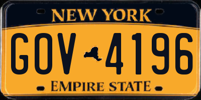 NY license plate GOV4196