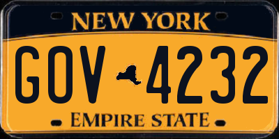 NY license plate GOV4232