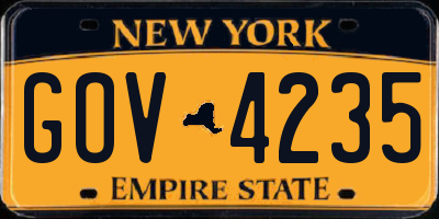 NY license plate GOV4235