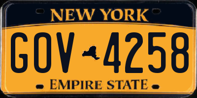 NY license plate GOV4258