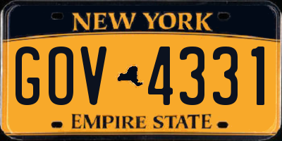 NY license plate GOV4331