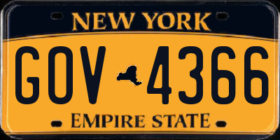 NY license plate GOV4366