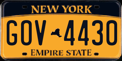 NY license plate GOV4430