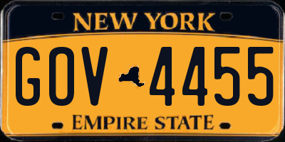 NY license plate GOV4455