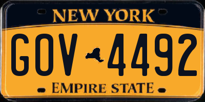 NY license plate GOV4492