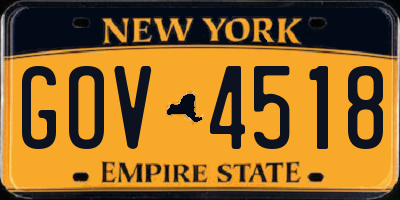 NY license plate GOV4518