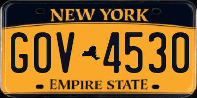 NY license plate GOV4530