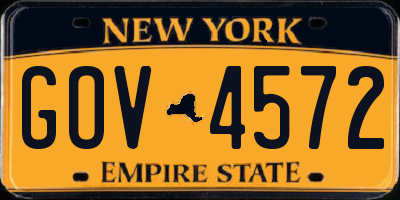 NY license plate GOV4572