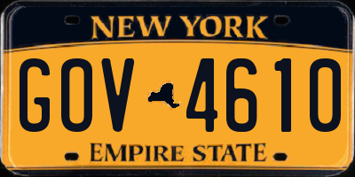 NY license plate GOV4610