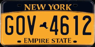 NY license plate GOV4612