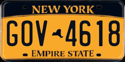 NY license plate GOV4618