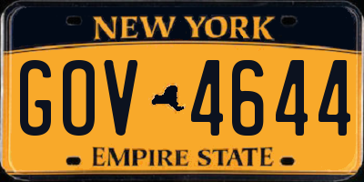 NY license plate GOV4644